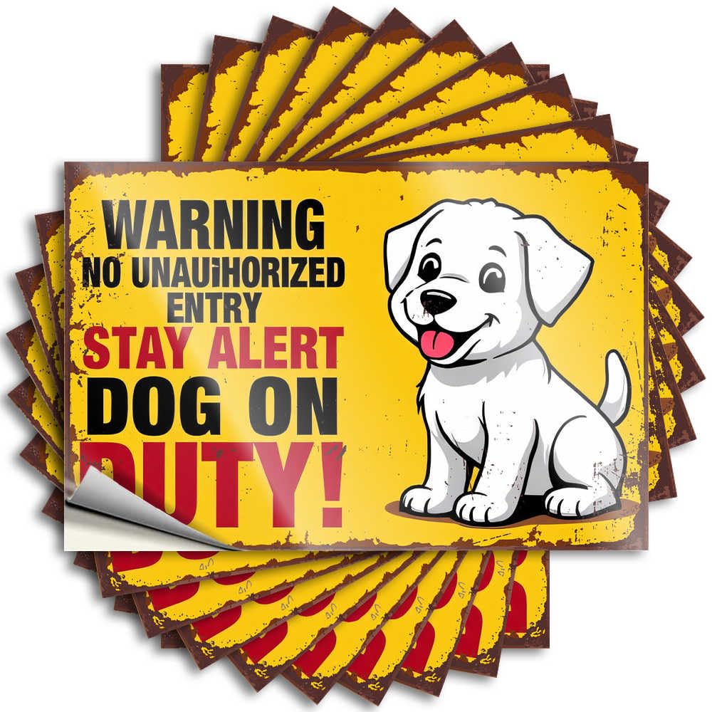Bathroom Gifts Adults Decal - Stay Alert: Dog On Duty - Unauthorized Entry Warning Bottle Waterproof Vinyl Sticker(6X9CM)