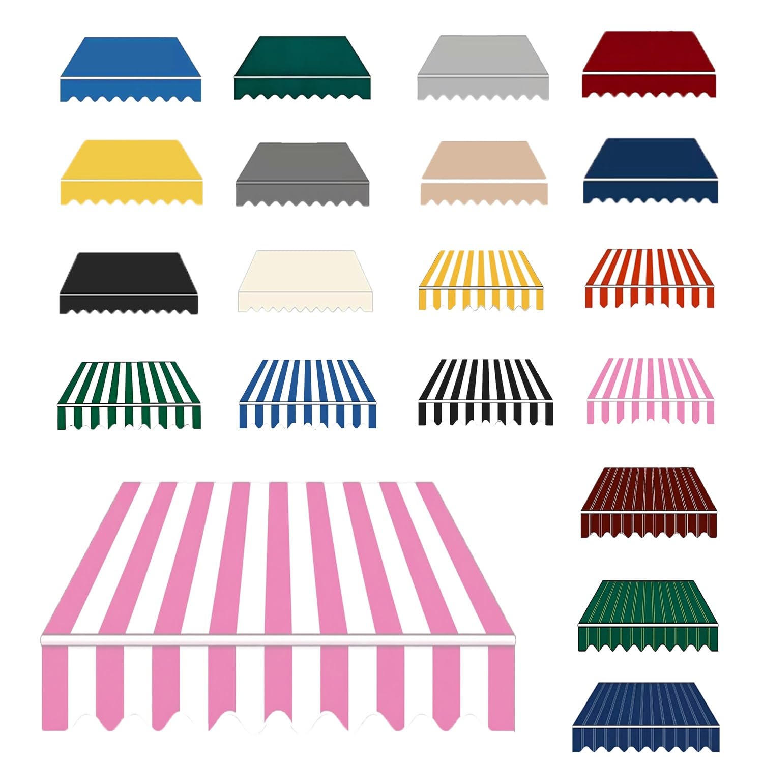 Awning Waterproof Fabric Replacement, 2 3.5 3.8 5 6 m Polyester Canopy Cover for Deck Backyard Garden Balcony, Many Sizes Sun Shade Canvas Cloth with UV Protection(Pink White,B5mxH2m)