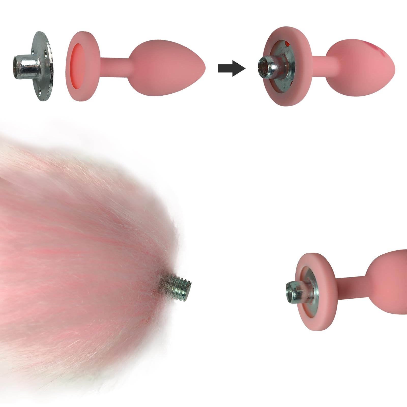 Fox Tail Anal Butt Plug with 3 Replaceable Anal Plugs Silicone Butt Plugs Anal Sex Trainer Cute Sexy Pink Sex Fox Tail Anal Sex Toys for Beginner Women Men Couple Cosplay Anal Tail Sex Toys YLMXHFC: Pink