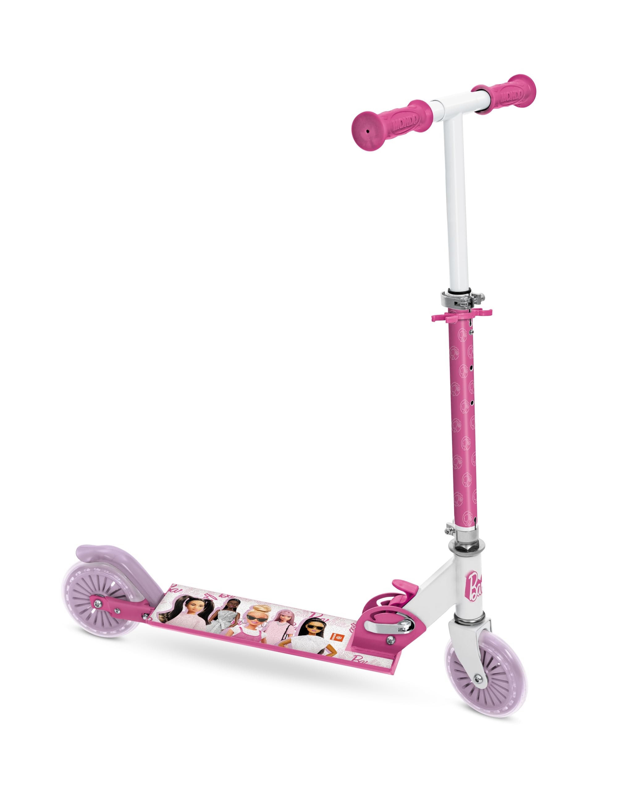 Mondo Toys - Monopattino in alluminio per bambino bambina Mattel Barbie - manubrio regolabile - scooter a 2 ruote - 18081
