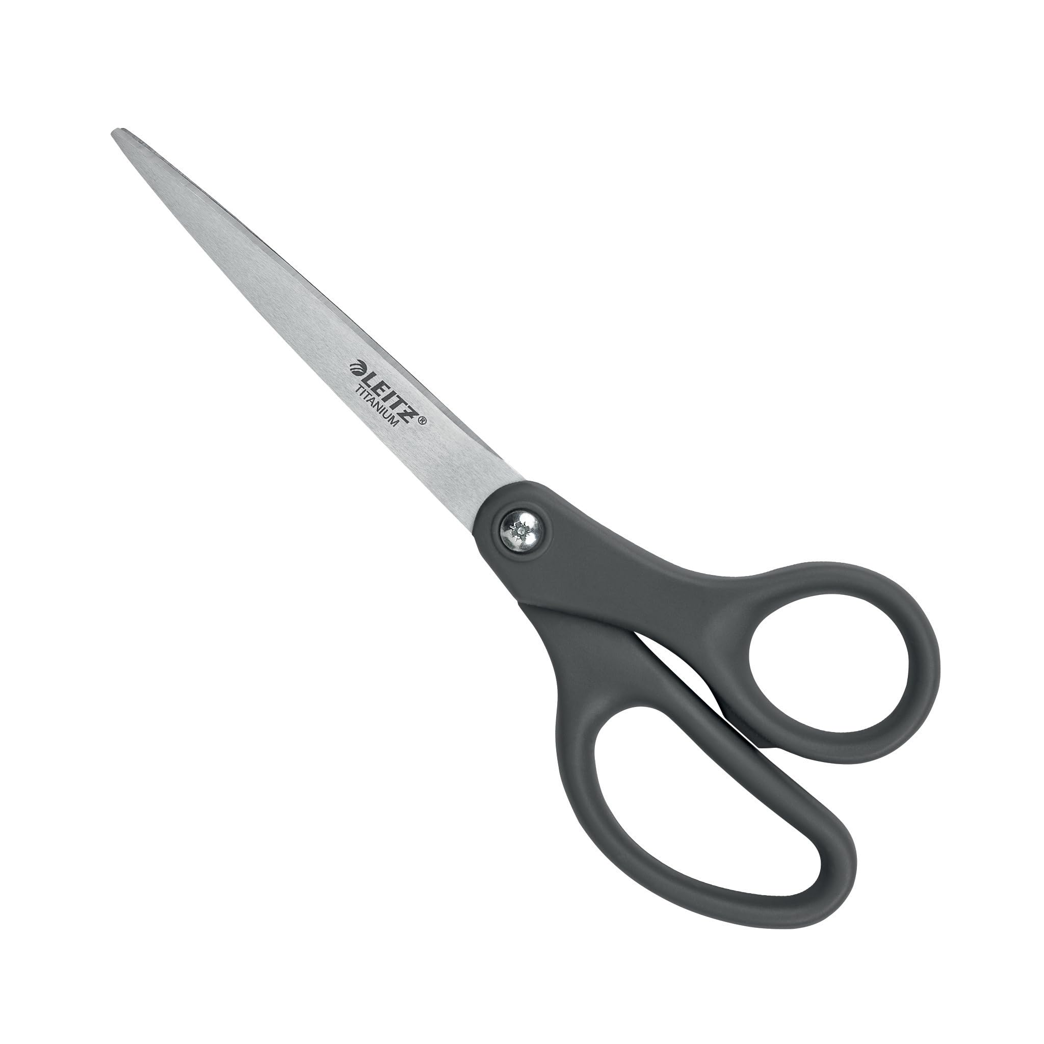 Leitz Titanium Scissors 205 mm, Stainless Steel 205 mm Scissors with Titanium-Coated Blades on Plastic-Free Hanging Card, 54220089