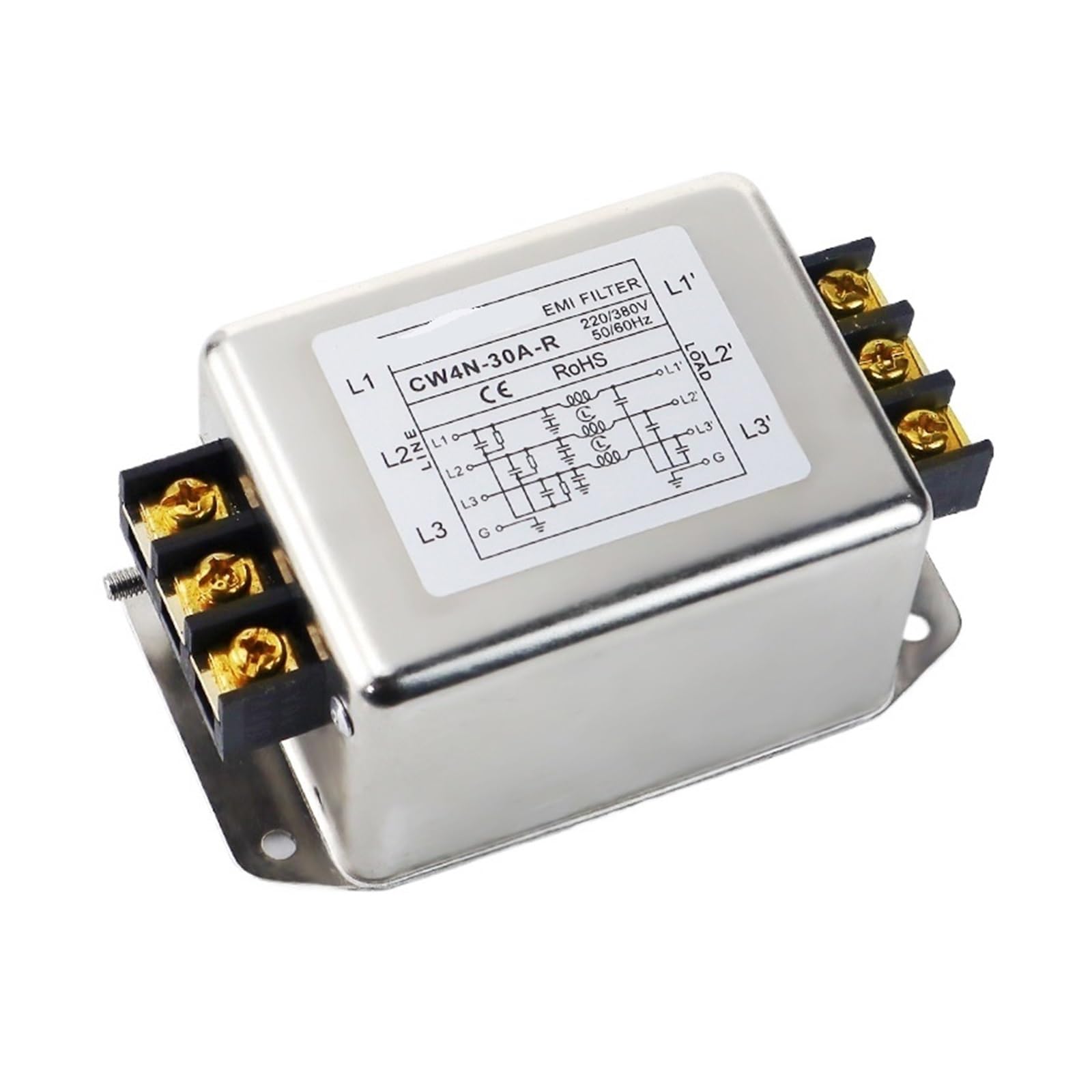 Netzfilter 220V 380V Doppelter dreistufiger Klemmenblock mit Führungsschiene Typ CW3CW4EL2-10A20A-SR CW4N(CW4N -30A -R 3 phase terminal 380VAC)