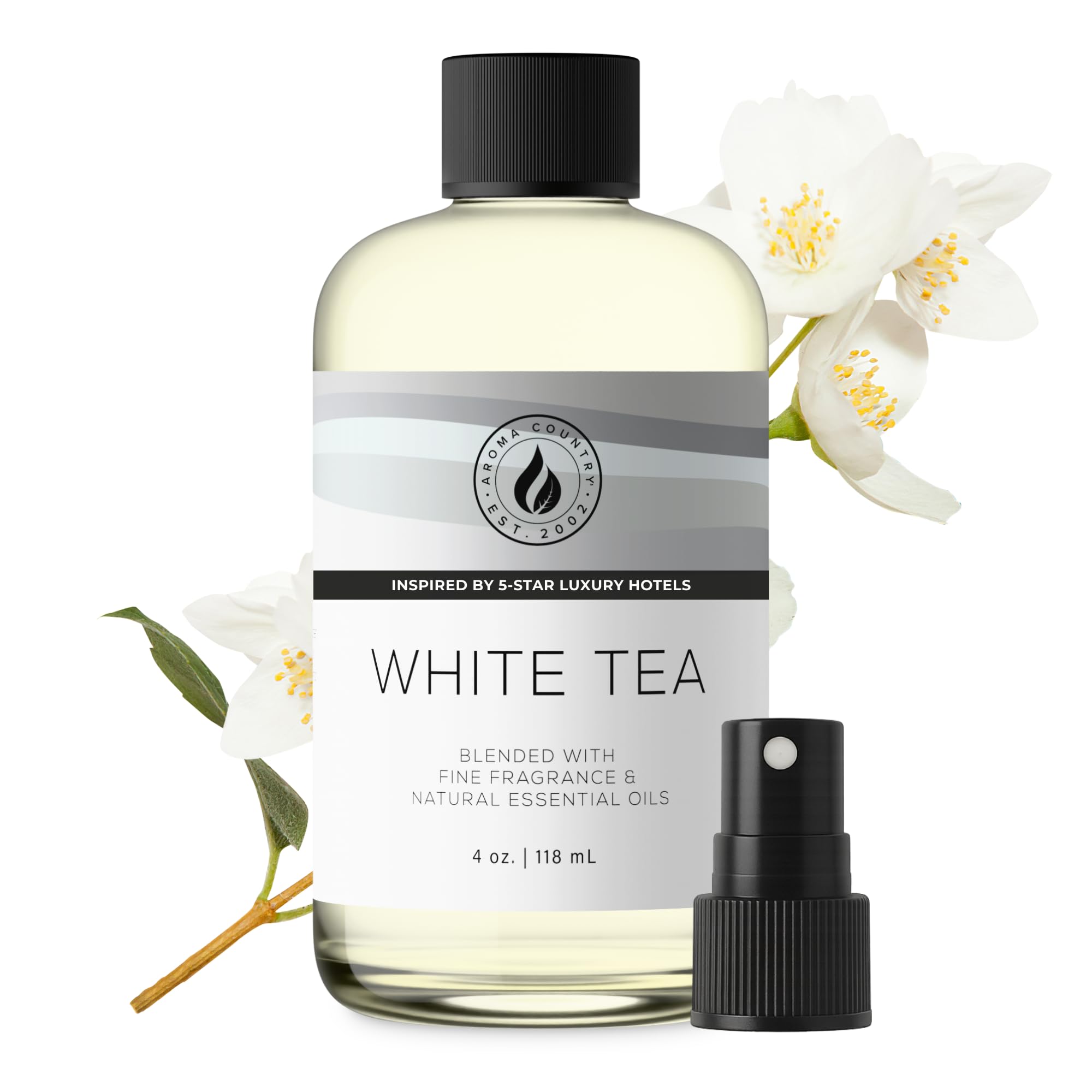 Aroma Country White Tea Diffuser Oil - Luxury Essential Oils for Diffuser Refill & Air Freshener Room Spray, Long-Lasting, Natural Home Fragrance and Hotel Scent for Diffusers & Machines (4 Fl. oz)