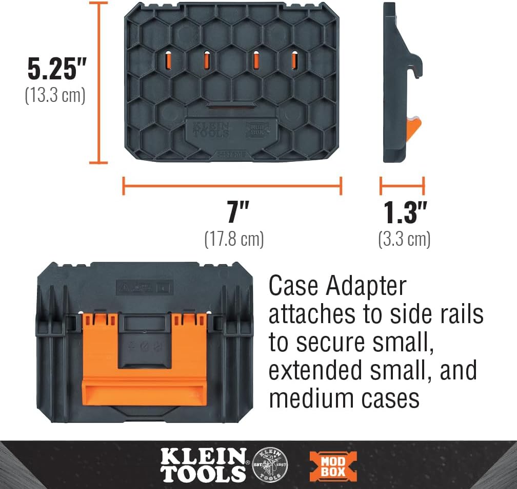 Klein Tools 54875MB MODbox Case Adapter, Modular System Side Rail Attachment, One-Handed Release for Mounting Small, Medium Cases to MODbox System