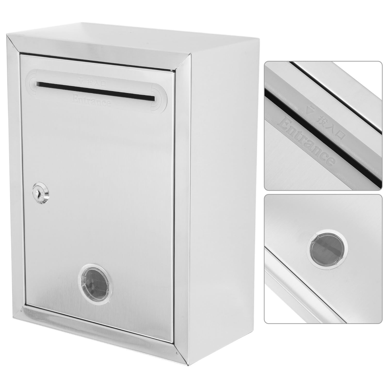 TOYANDONA Buzón de Sugerencias Caja Segura de Acero Inoxidable Cerradura y Montaje en Pared para Cartas y Donaciones en Espacios Públicos y Aulas