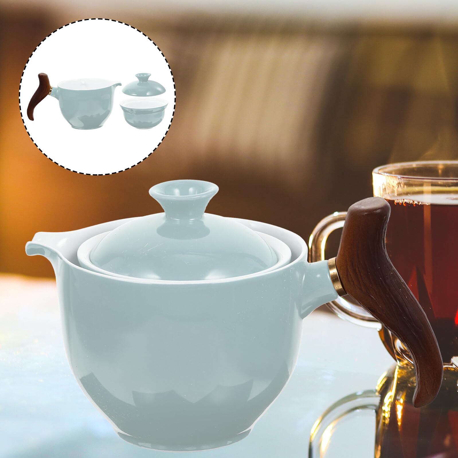 Gatuida Keramik-teekessel Mit Holzgriff Für Küche Reise-teekrug Aus Porzellan Langlebige Teekanne Mit Siebeinsatz Dekorative Teekanne Für Zuhause Ausreichendes Fassungsvermögen Für Familie