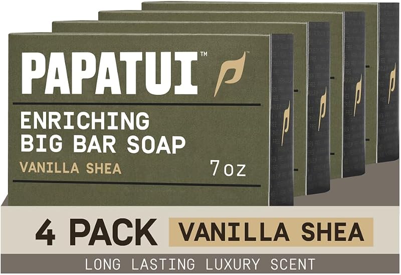 Sabonete em barra PAPATUI Vanilla Shea com manteiga de manga e óleo de abacate — Pacote com 4