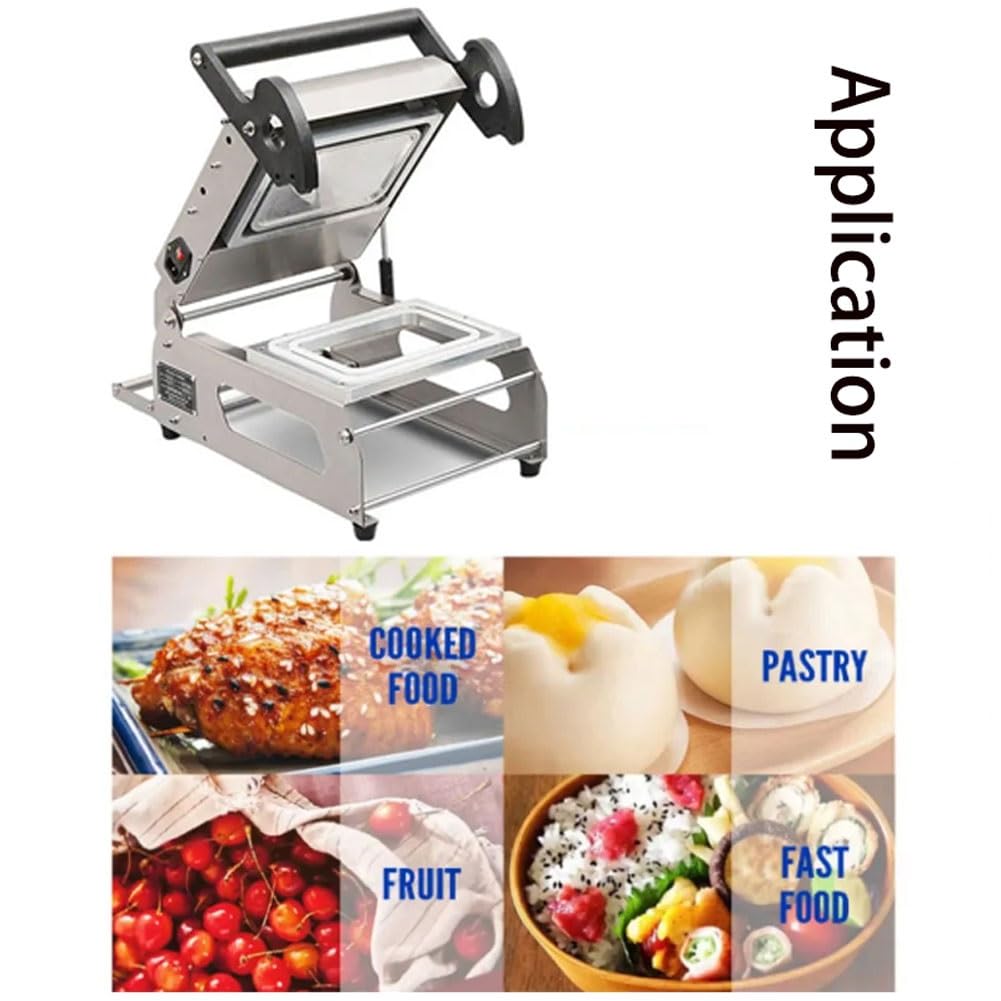 TREEYX Semi-Automatic Tray Food Sealing Machine, Manual Tray Sealer, Lunch Box Packaging Machine, Food Container Sealing Meal Packing Machine for Restaurants