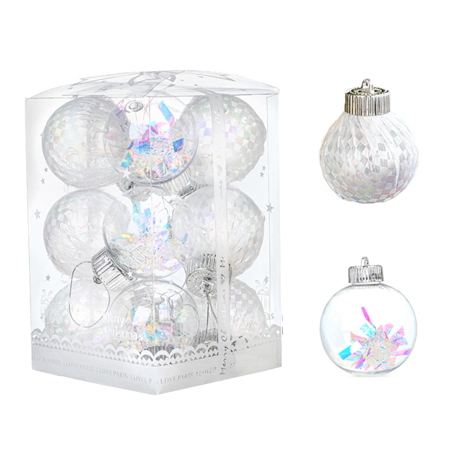 Buxuaaaa D 6Pcs / Pack Meshes Ribbon Sphere Christmas Tree Hanging Ecorations For Christmas Celebration Ecorative Baubles