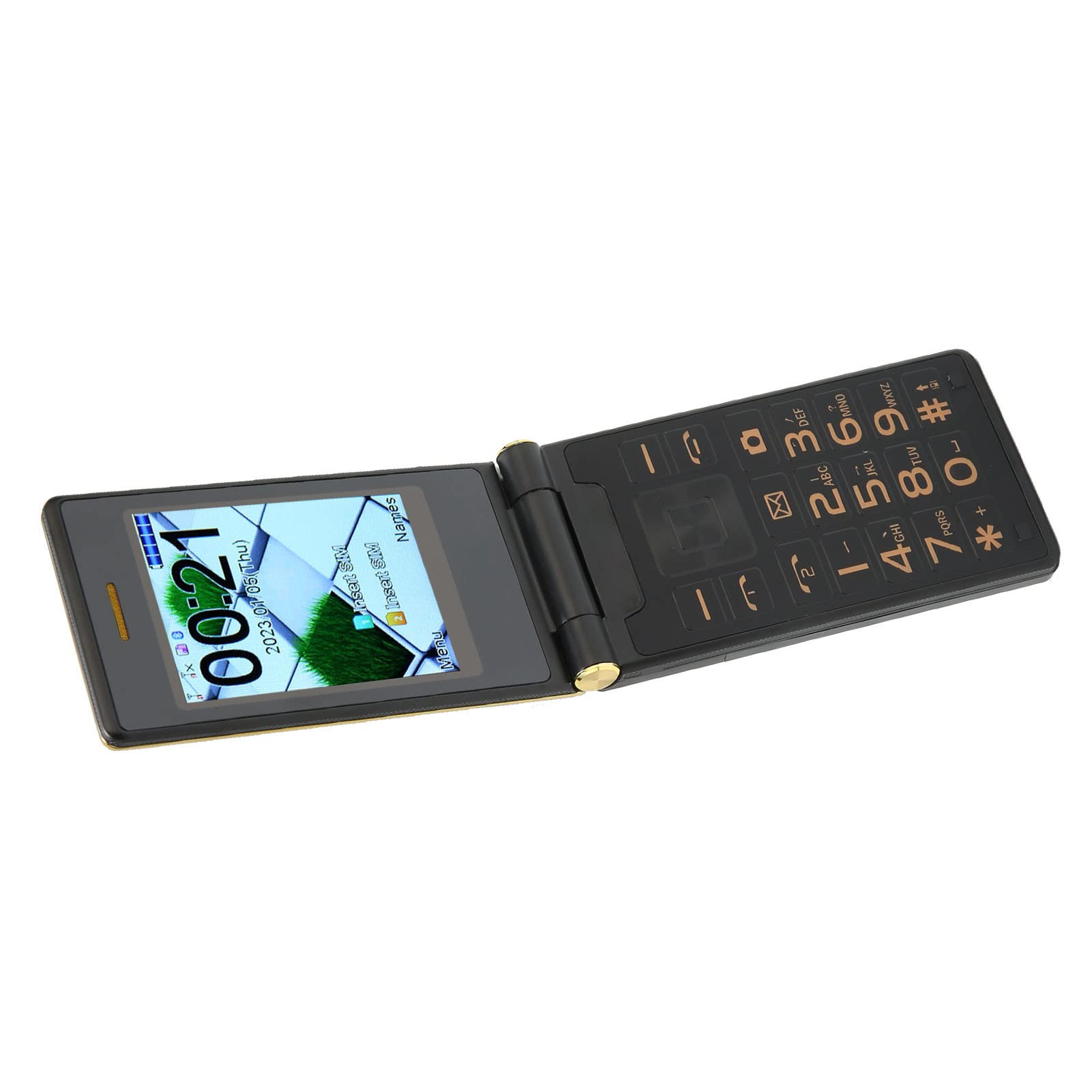 KIMISS Składany telefon dla seniorów z dużymi przyciskami, komórka seniora, podwójny ekran 3", 2 G, GSM, telefon komórkowy dla osób starszych, przycisk SOS, latarka, głośnik, radio