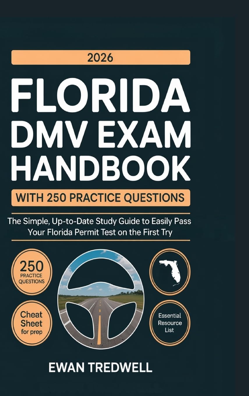 FLORIDA DMV EXAM HANDBOOK WITH 250 PRACTICE QUESTIONS: The Simple, Up-to-Date Study Guide to Easily Pass Your Florida Permit Test on the First Try