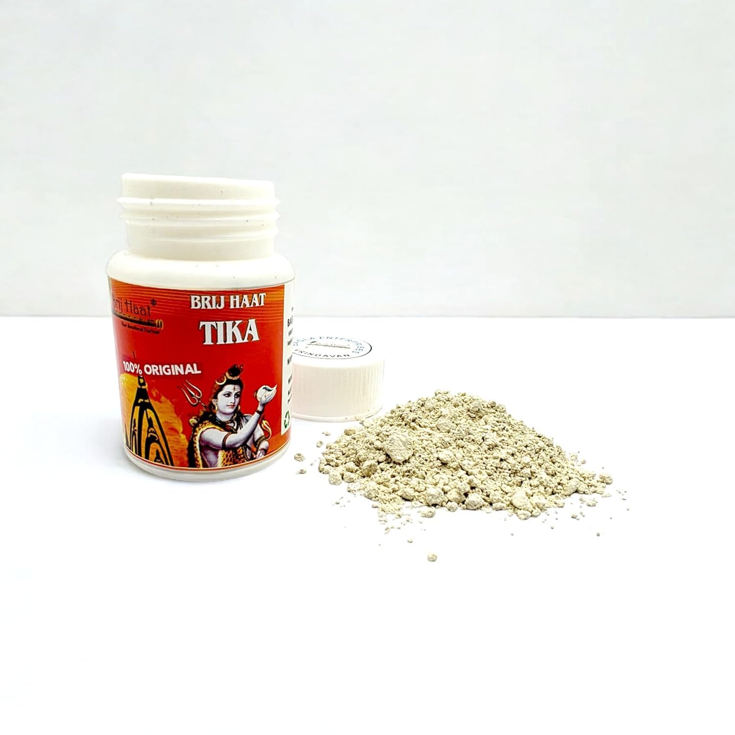 Treeratan Ventures Bhasm Vibhuti tika Tilak con piastra e 16 tipi di metallo tika timbro fronte (KSI.bhsm.50g+16stp)