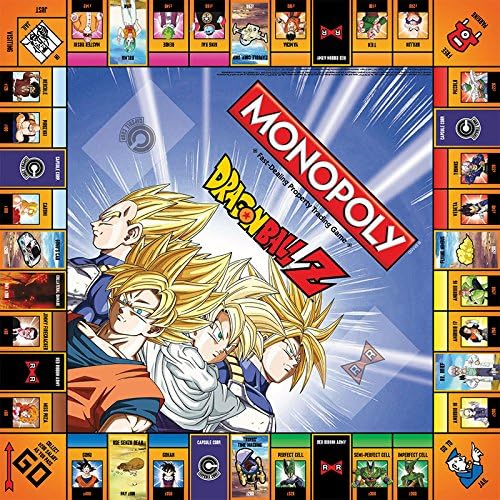 Dragon Ball Z Monopoly game board with properties and character art