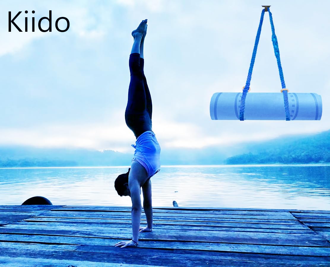 Kiido - Correa de transporte para esterilla de yoga de macramé (alfombrilla no incluida), correa multiusos tejida a mano