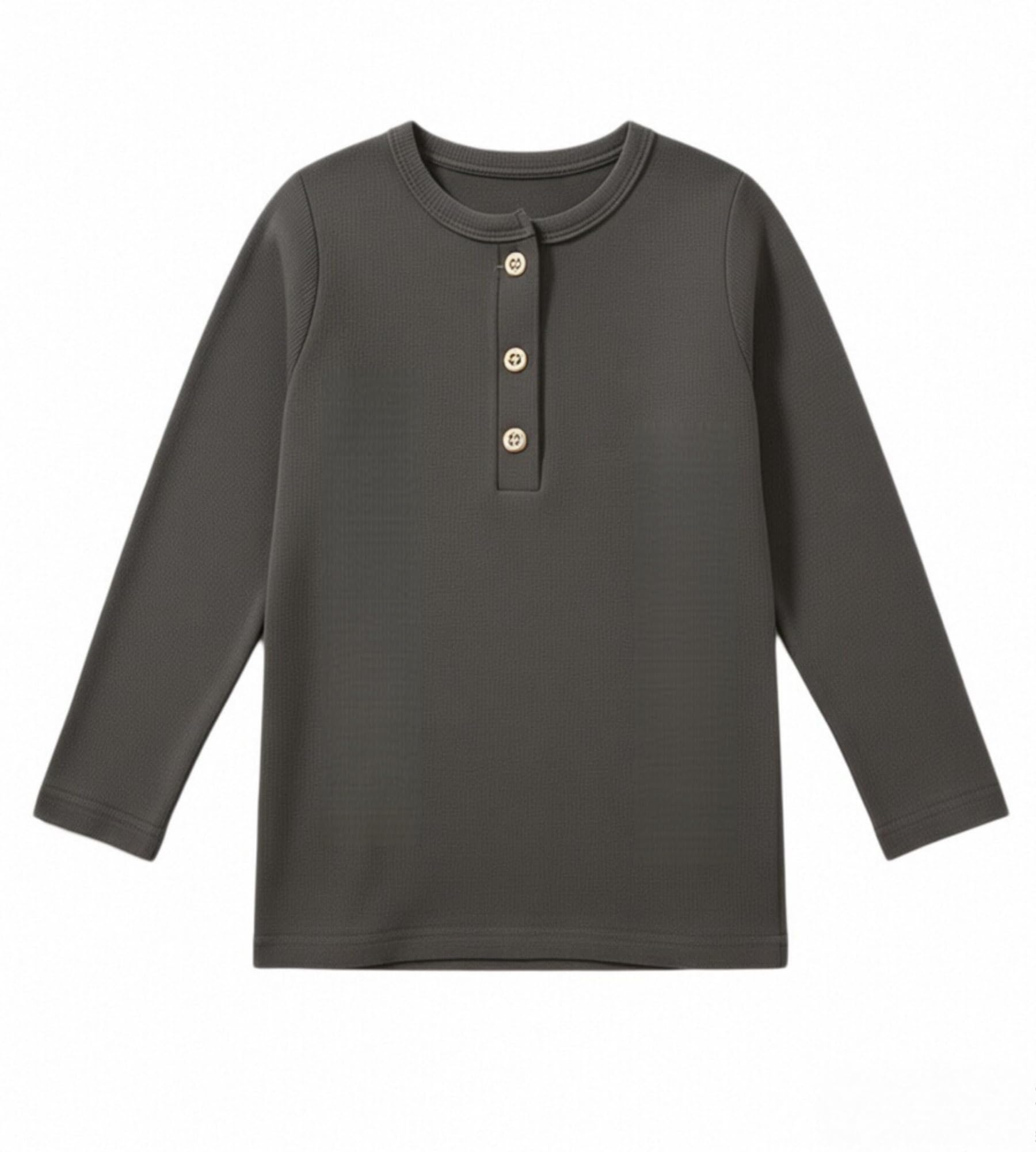 Kids Long Sleeve Henley Shirt Ribbed Cotton T-Shirt 2-7 Years