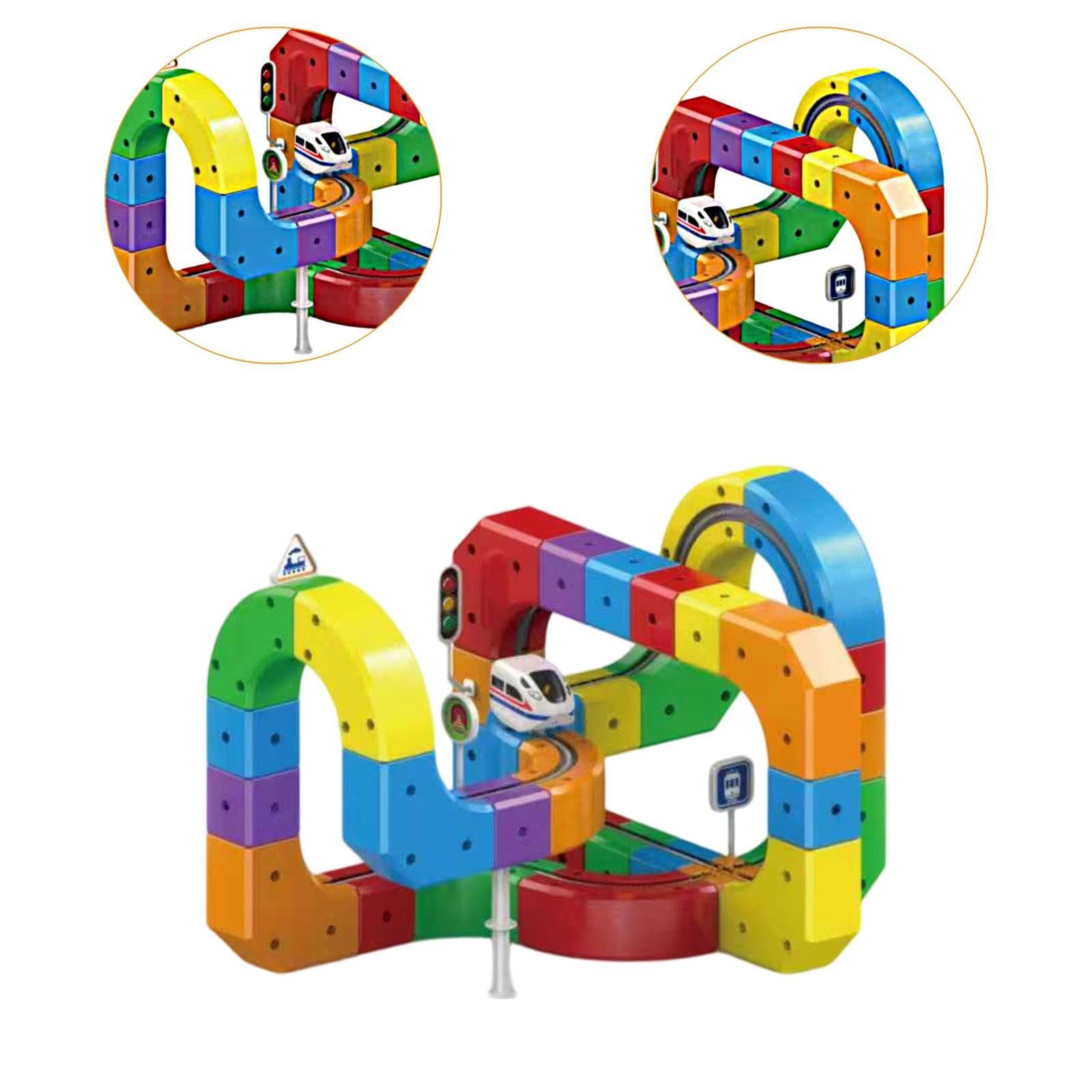 Pista Treno Elettrico Flessibile Giocattolo Assemblaggio Interattivo Accessori Creativi Materiale PP Adatto per Bambini Gioco Famiglia Regalo, 81 Pezzi