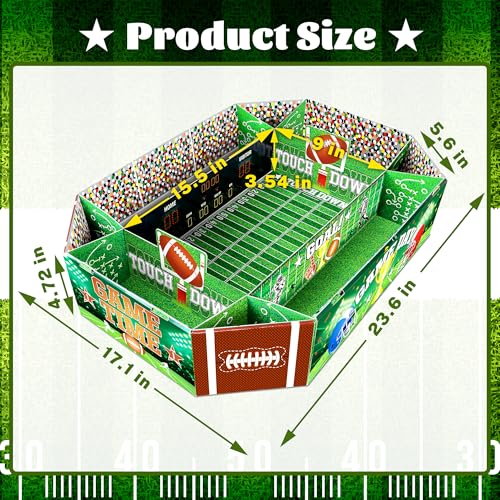 Football Party Supplies Kit - Large 23.62x17 inch Football Snack Stadium Tray Display & Cardboard Food Trays Plates, All-in-One Football Party Decorations for 2026, Game Day, Birthday Celebrations - Image 3
