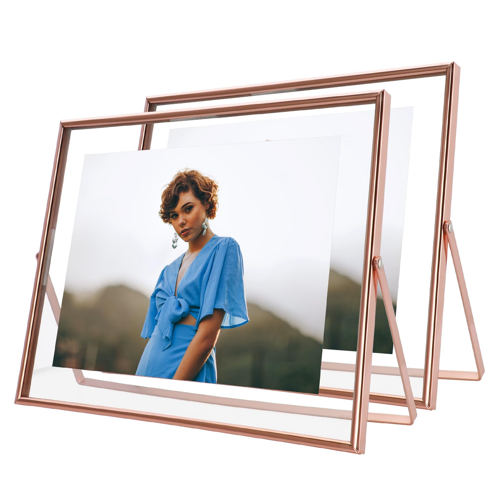 AhaGo Floating Picture Frame (2 Set, Rose Gold, 8x10 Inches) , Suitable for Multiple Photo Sizes (8x10, 6x8, 5x7), Classy Gift Choice for Festival,