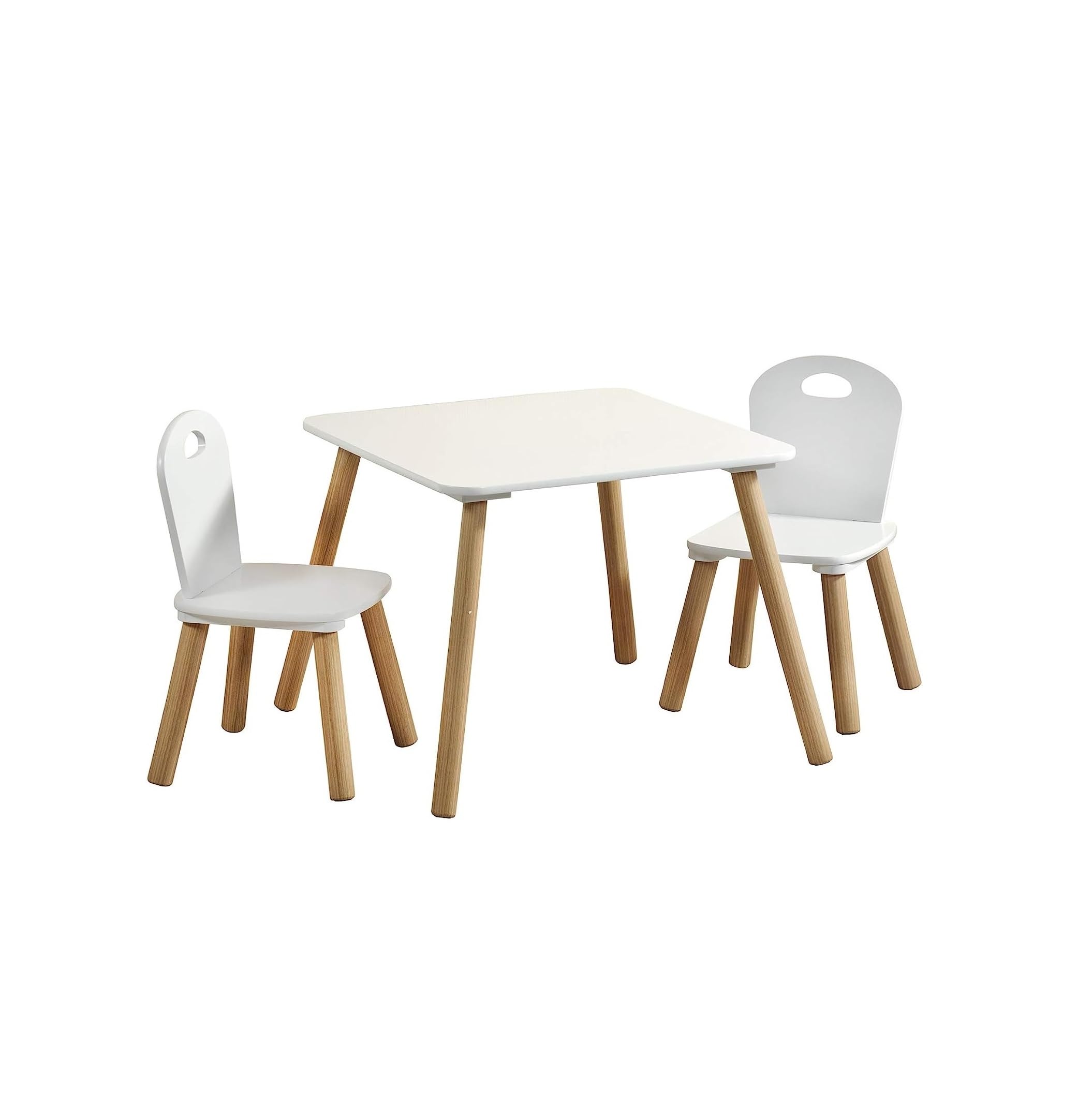 Kesper | Salon de jardin pour enfant avec table et 2 chaises | Matériau : panneau de fibres – Bois | Robuste et stable | Couleur : blanc