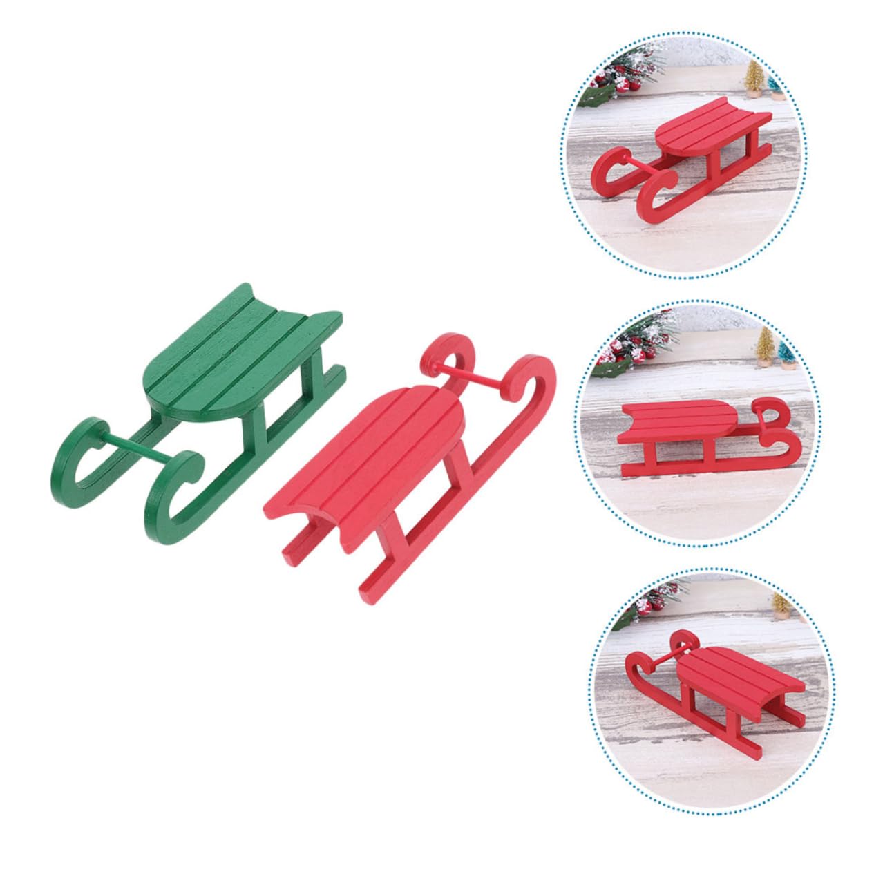 Abaodam 2 Sets Holzschlitten Weihnachtsschmuck Einzigartige Weihnachtsdekoration Weihnachtsschlitten-Ornament Wohnzimmer-Accessoire Handgefertigt Weihnachtsdekor 3 Stück
