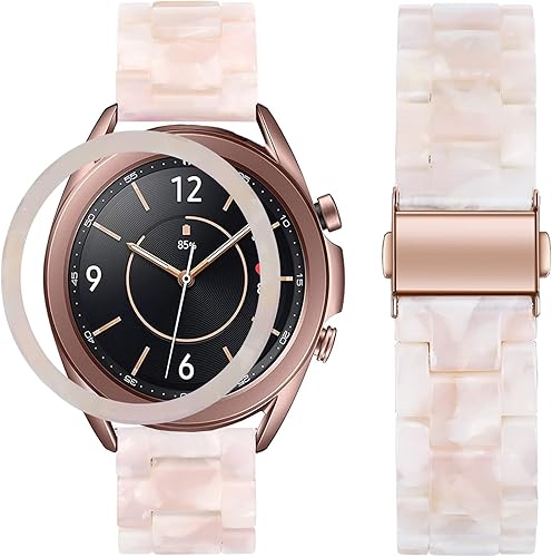 Miniatura 2 de Compatible con Samsung Galaxy Watch 3 (1.614 pulgadas) + bisel para mujeres y hombres, pulsera de resina de 0.787 pulgadas