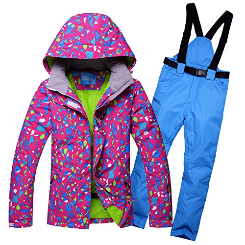 Giacca Da Sci Pantaloni Set,Pantaloni Da Sciimperm Impermeabile sportivo femmina tuta da sci donne inverno vestito giacca cinturino pantaloni neve e