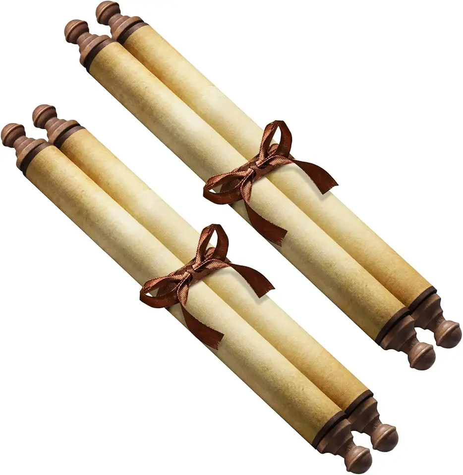Makevivi 2 peças de papel de pergaminho em branco com hastes de madeira, para lista impertinente ou legal, escrita, votos de casamento, convite, carta de amor, adereço de cosplay, renascimento, 18 x