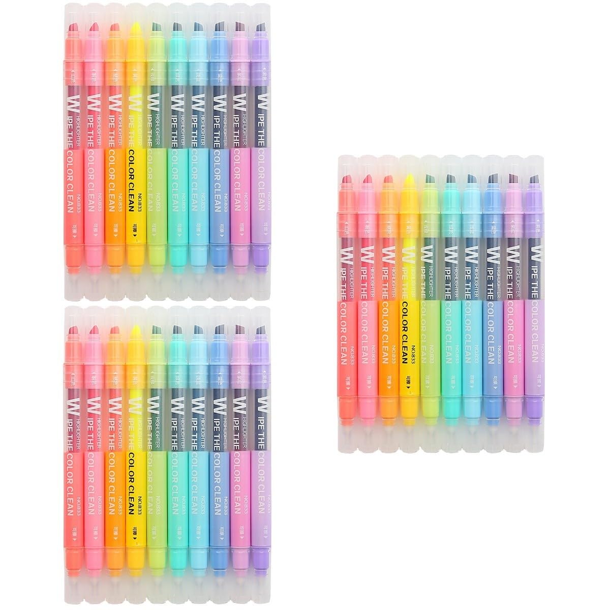 30pièces Stylos Marqueurs Effaçables à Double Couleurs Pastel Feutres à Écriture Lisse Pour Étudiants Pratique Pour Bureau Et