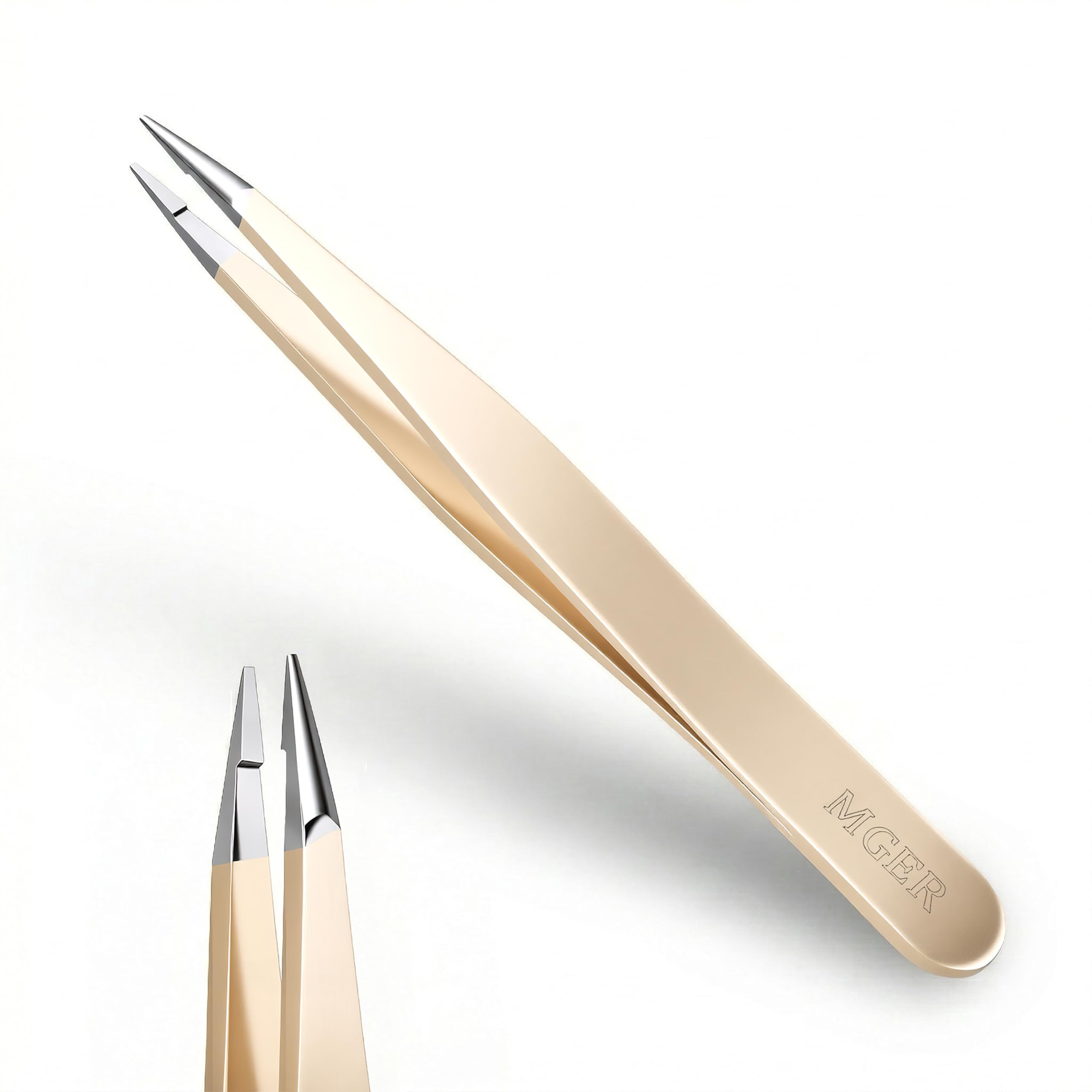 MGER Pointed Tweezers for Women Facial Hair, Tweezers for Hair Removal