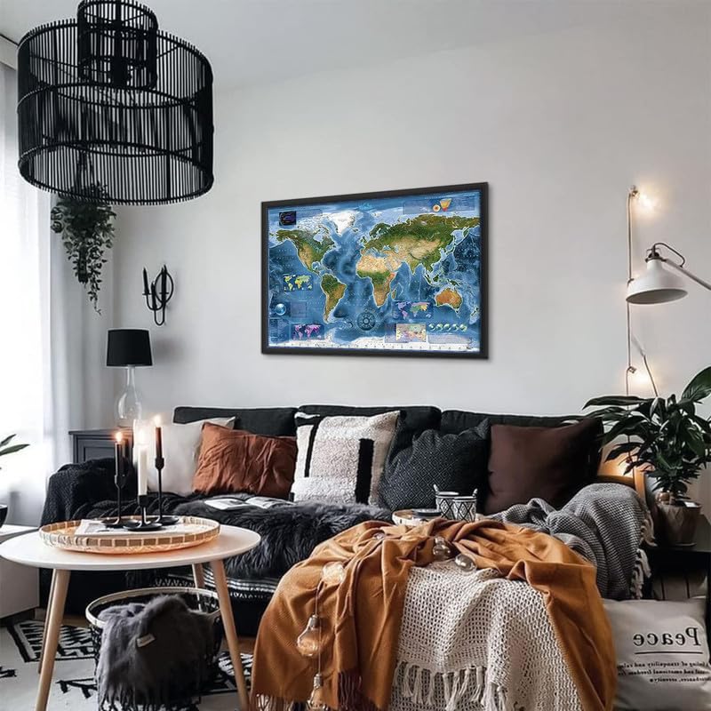Mappa Del Mondo - Puzzle Per Adulti 1500 Pezzi Decorazione Per La Casa Festa Di Compleanno Regalo Giocattolo Per Uomini, Donne E Anziani