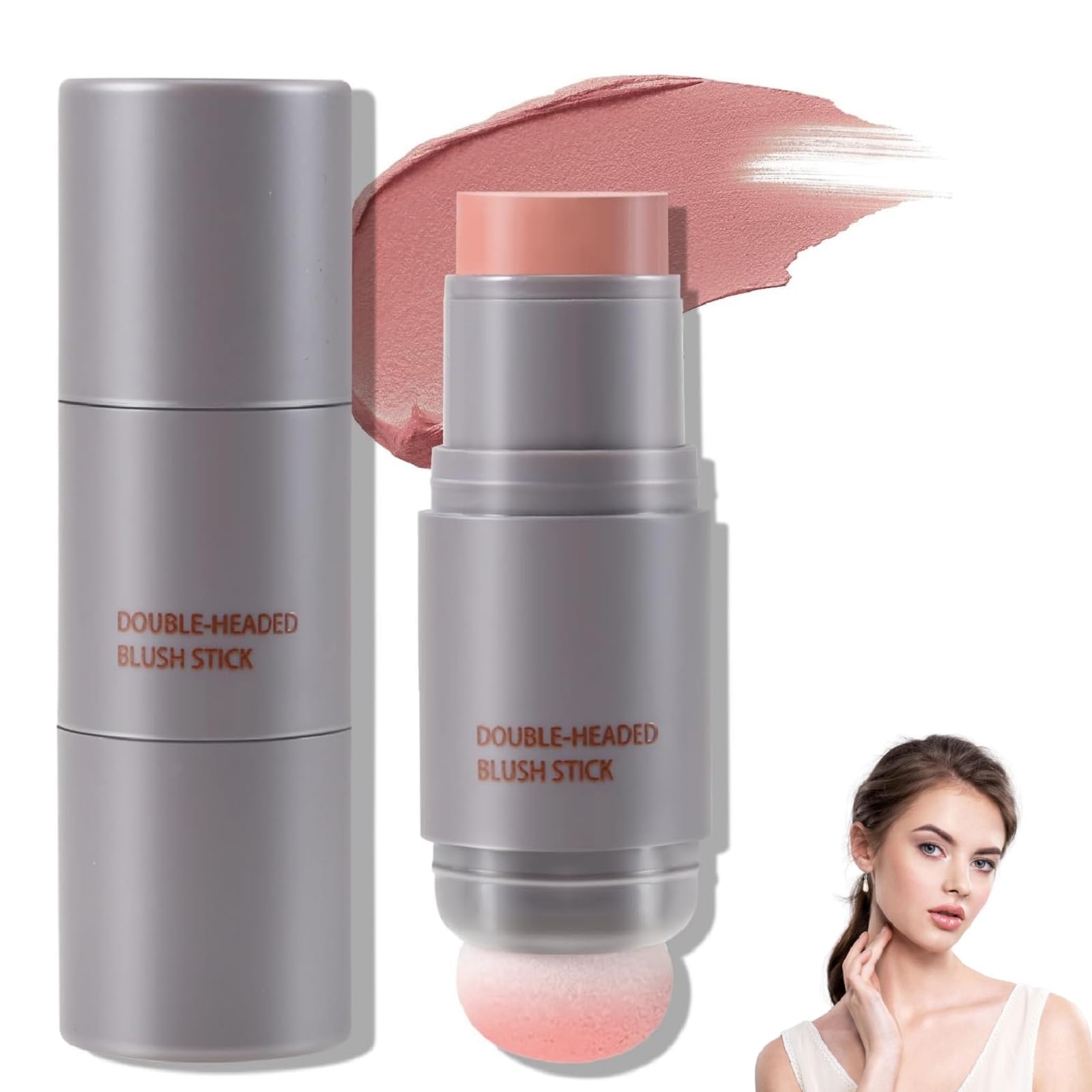 Colorete en Crema Stick Doble Cabezal,Colorete Líquido,Colorete Líquido para Mejillas,Líquido Blush Colorete,Doble Cabezal Ligero Color de Larga Duración Colorete Natural Maquillaje en Barra (#01)