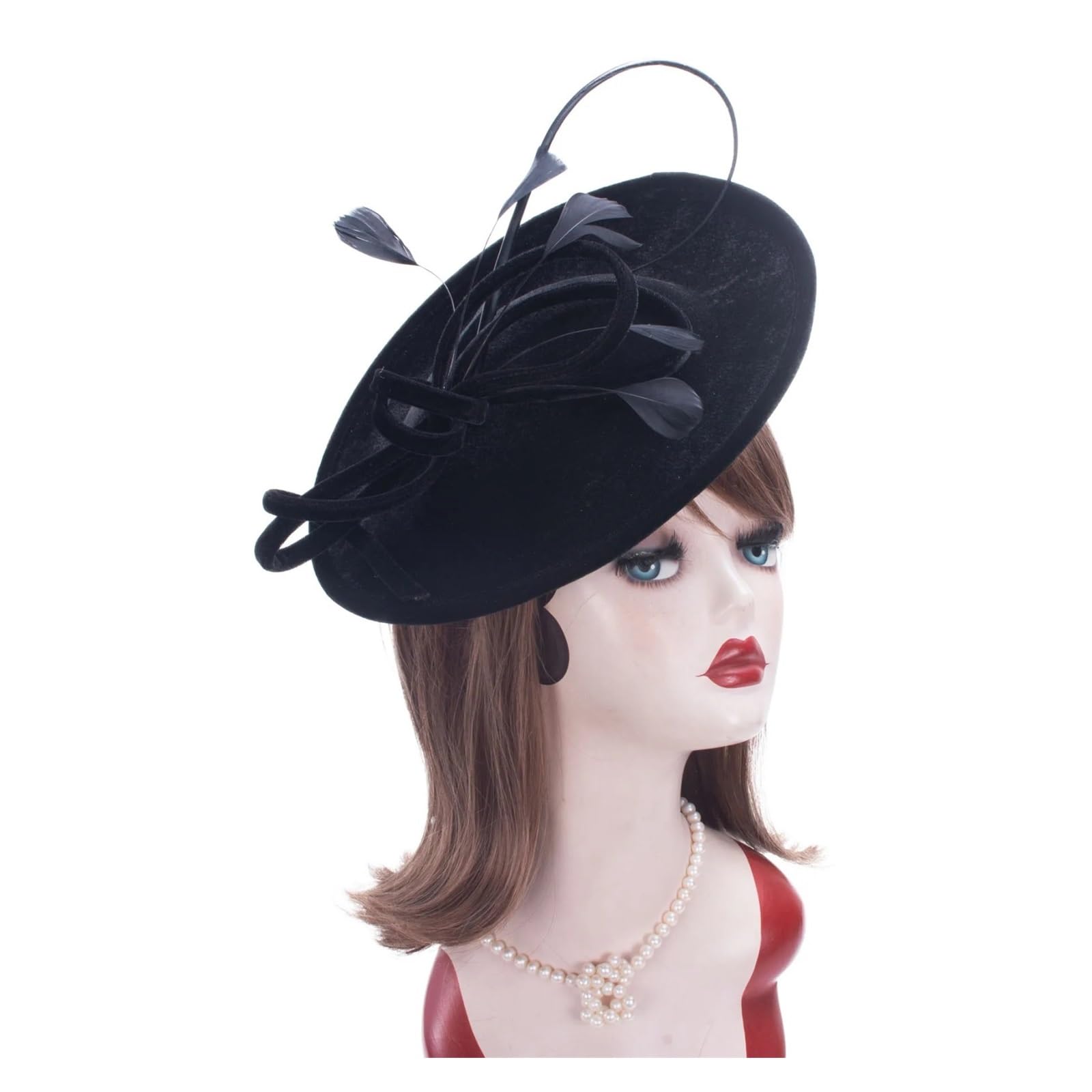 Cappelli Fascinator Cappello da Donna Elegante con Copricapo Fascinator in Chiesa for Occasioni di Matrimonio in Velluto ad Anello(Green)