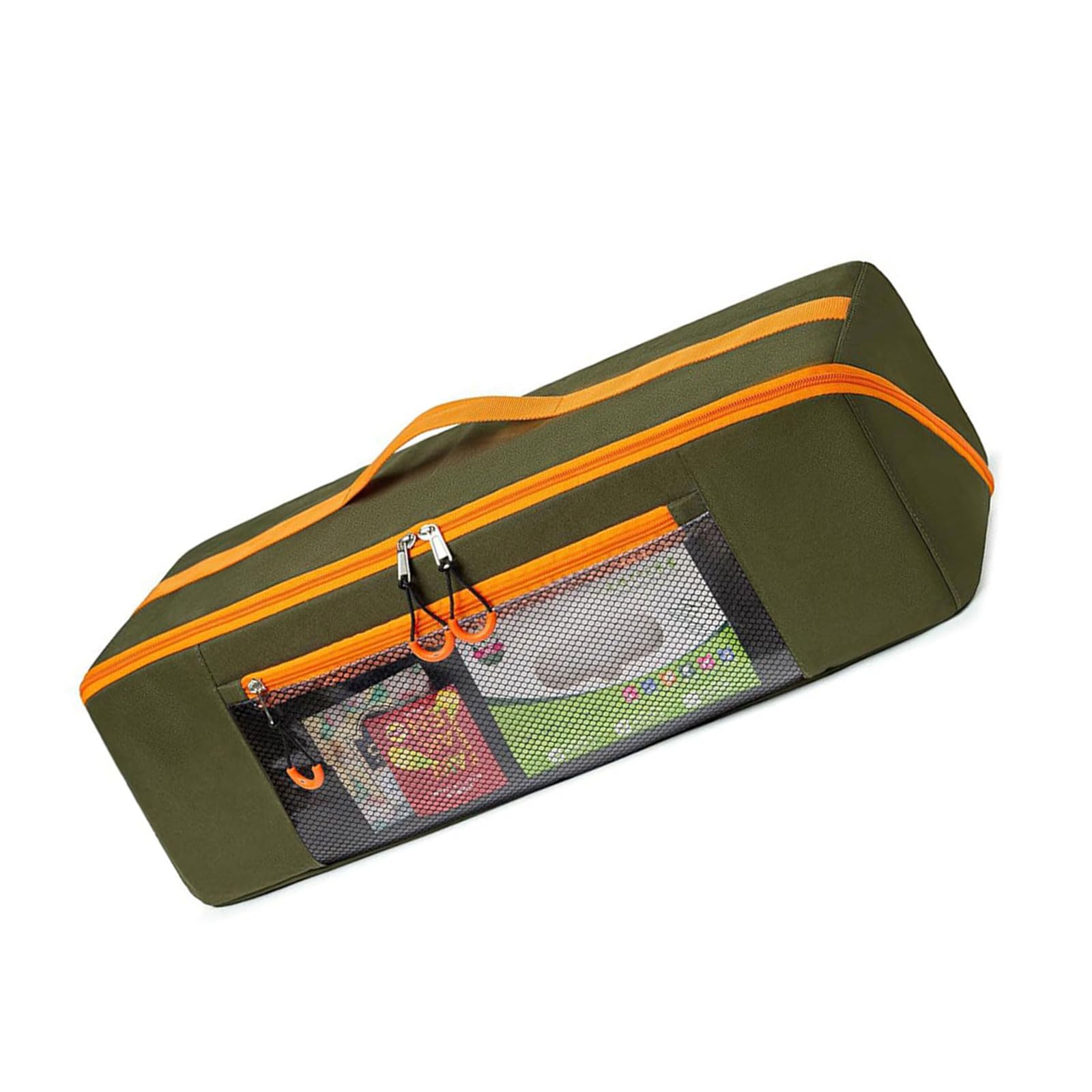 PANGBOER Spacious 22 Inches Green Cooking Supplies Carry Bag with Middle Divider and Secure Closure for Tongs Spatulas and Skewers Double Layer Utensil Holder