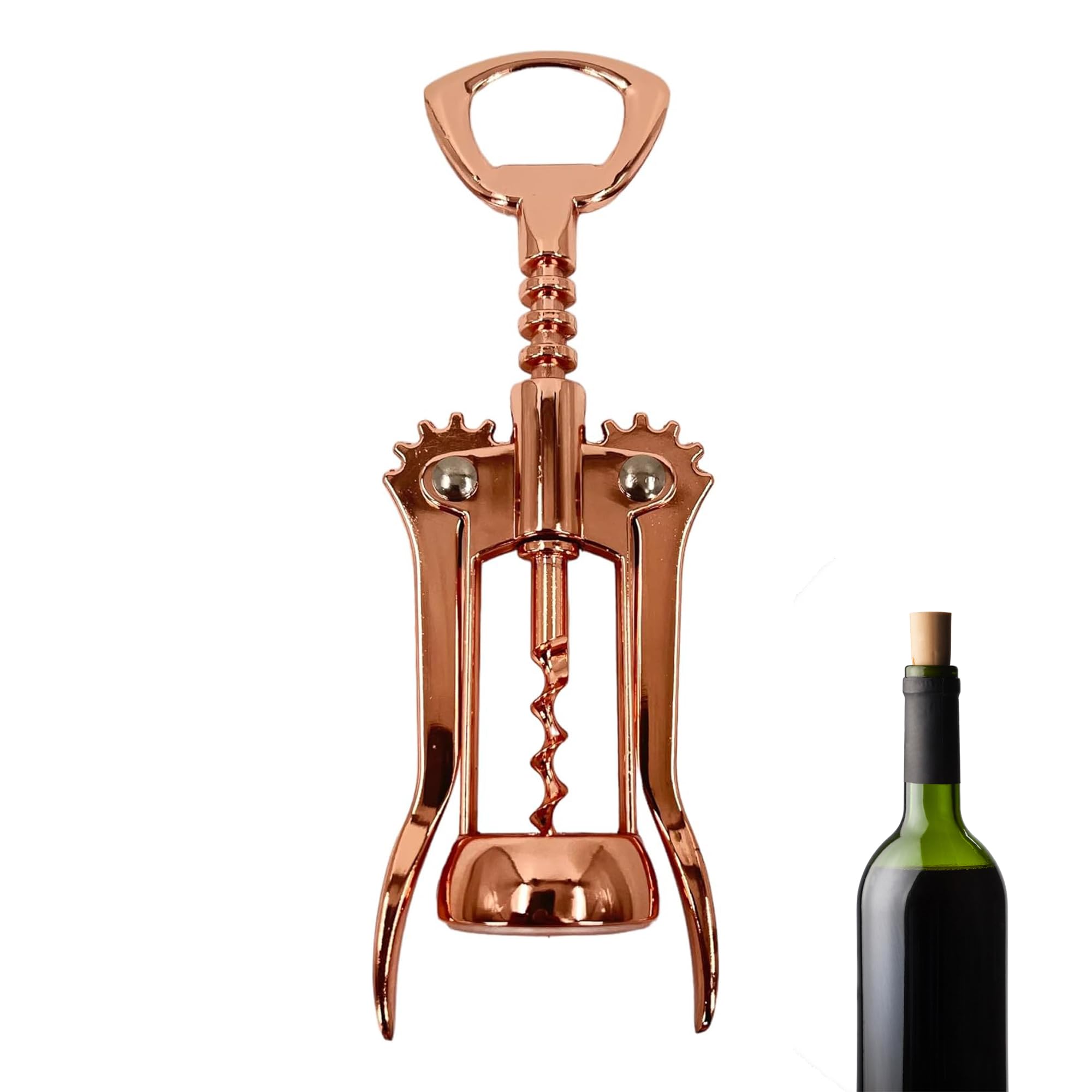 Premium Kupfer Doppelhebel-Korkenzieher Weinflaschenöffner, langlebiges ergonomisches Design für müheloses Öffnen der Flasche, ideal für Rot-, Weiß- und Schaumweine, stilvolles