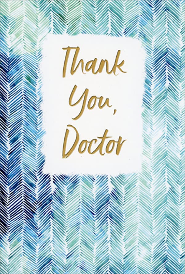 Pictura Tarjeta de agradecimiento para el día del médico con patrón de espiga azul y verde