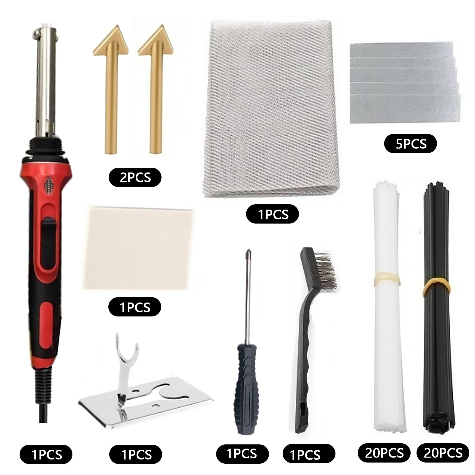 Plastica Saldatrice Kit Riparazione con Rete di Rinforzo Spazzola Metallica Supporto Ferro Caldo Aste