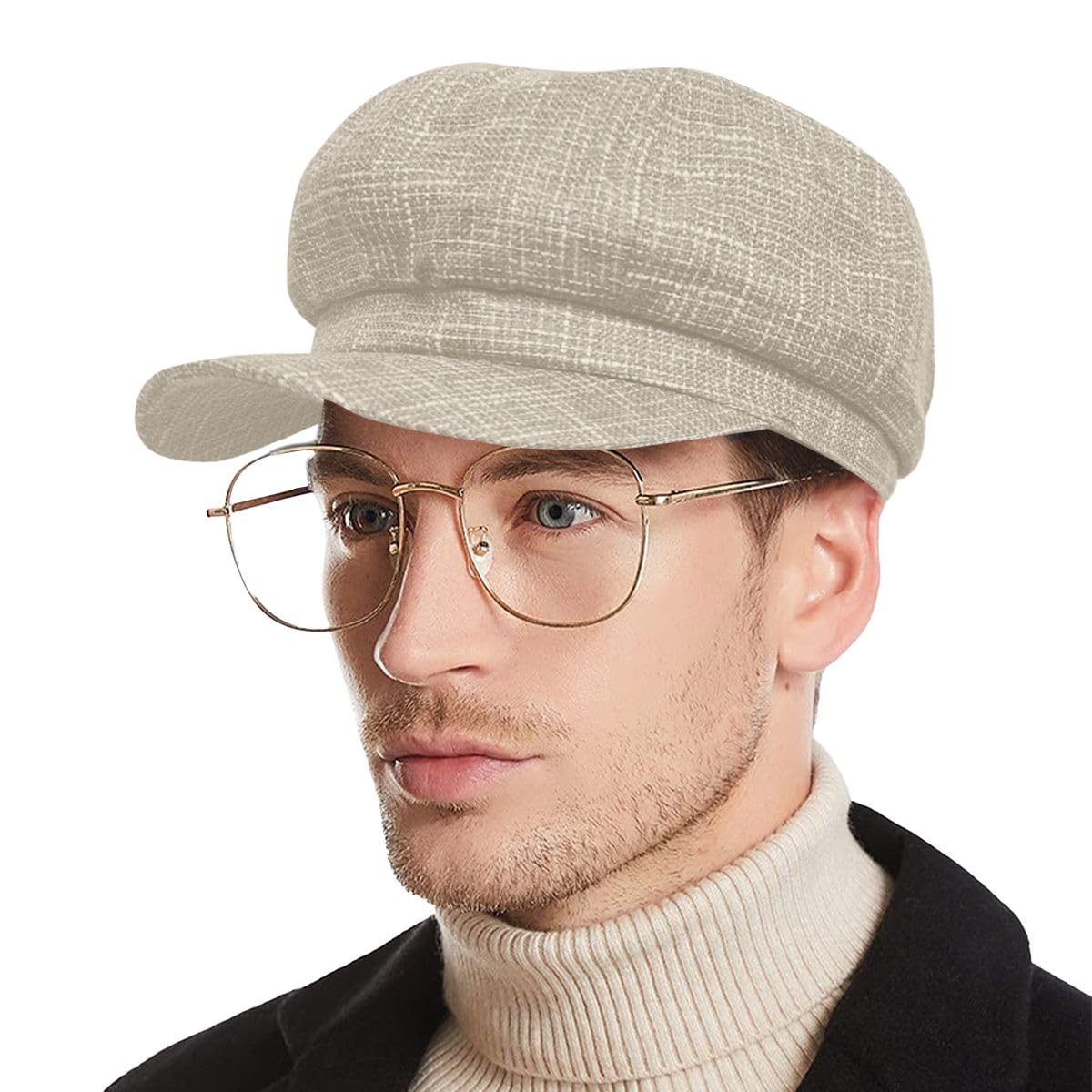 JFAN Berretto Cappello Ottagonale retrò Berretto Classico a Quadri Francese per Le Donne Cappello da Sole per Donna Uomo Estivo con Tesa Cappello Casual Traspirante