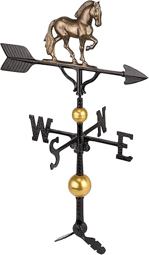 Miniatura 9 de Veleta de caballo 3D de aluminio de lujo - Decoración de metal para techo de paletas de viento - Soporte incluido (4 para elegir) - Aluminio fundido