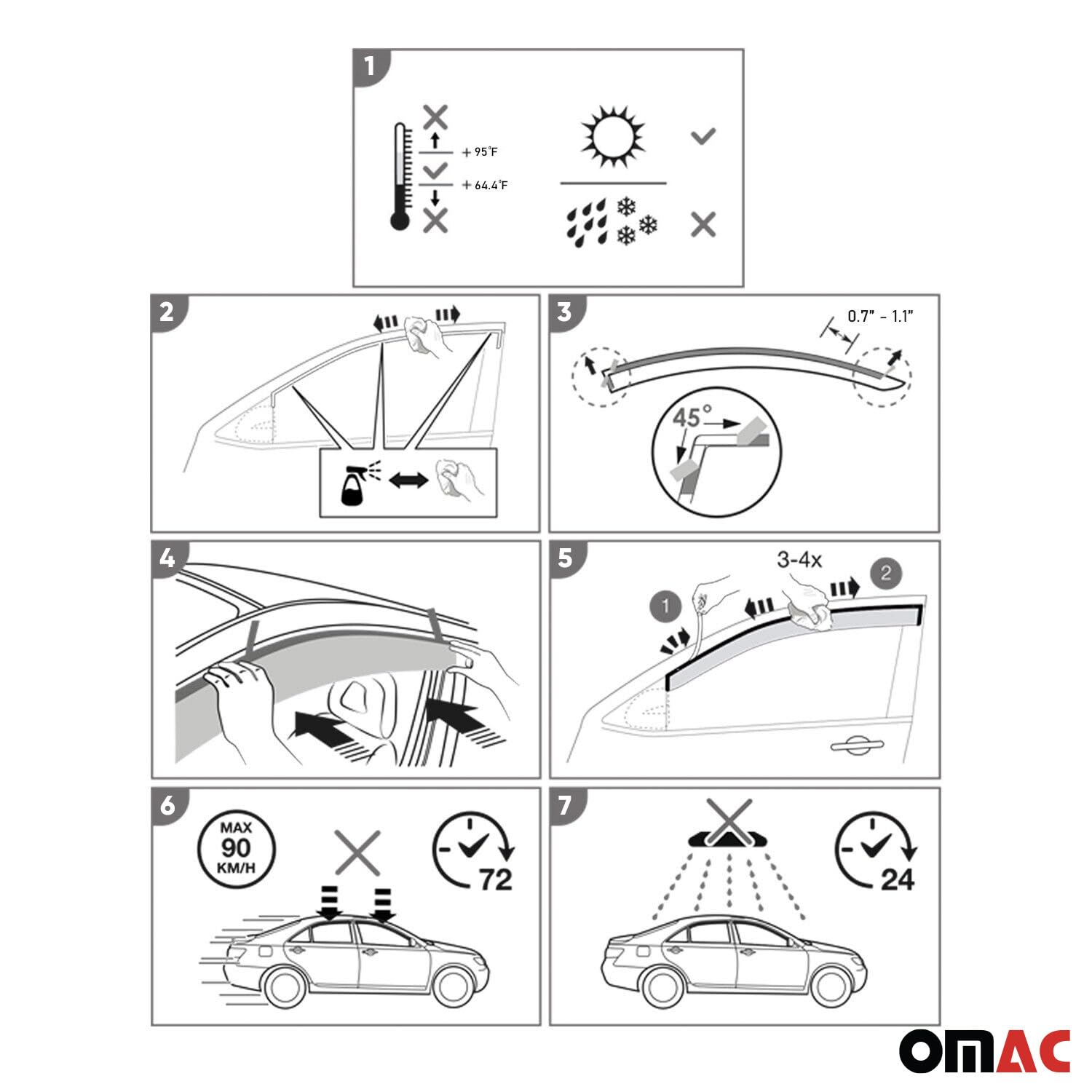 OMAC 1109203 Kit Deflettori finestrini Posteriore nero