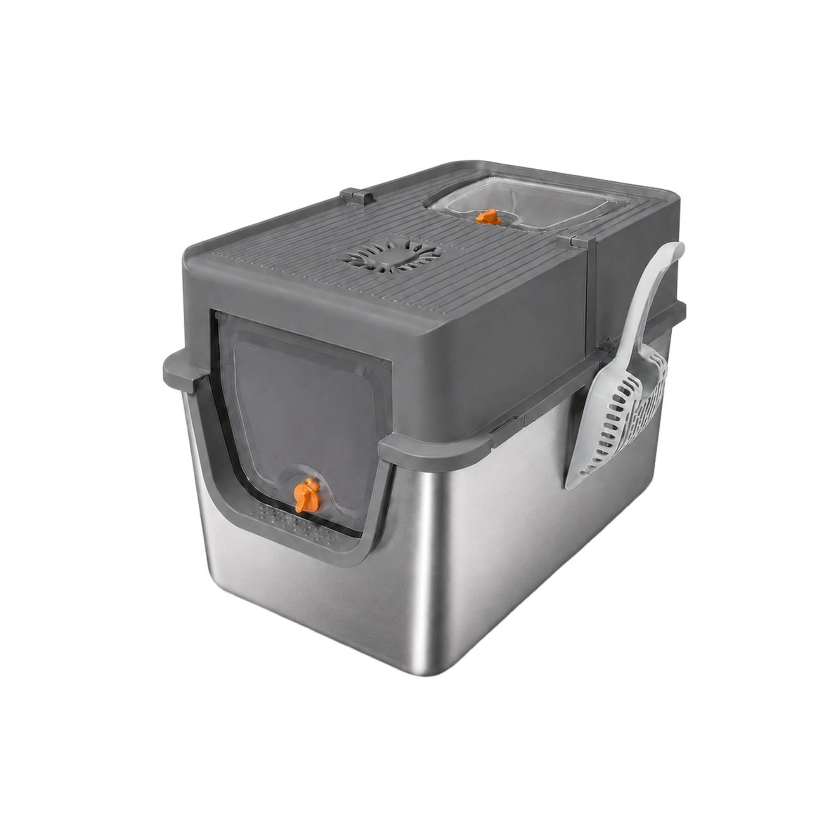 Caja Arena Cerrada Cerrado Arenero Acero Inoxidable Caja Arena con Tapa, Gris Oscuro