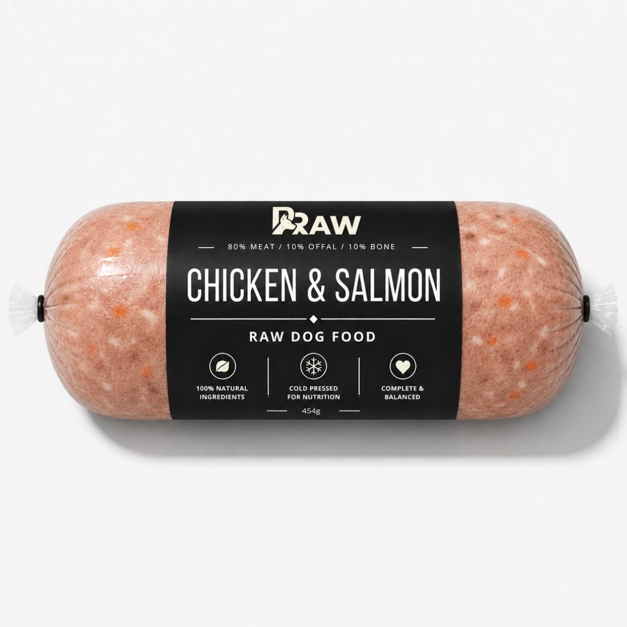 Prime Raw Mixed Frozen BARF Dog Food - 454g Rolls - Variety Flavours – Box of 10, 20, 30 Rolls - Premium Natural Barf Diet - High-Protein, Grain-Free & Nutrient-Rich (20, Chicken & Salmon)