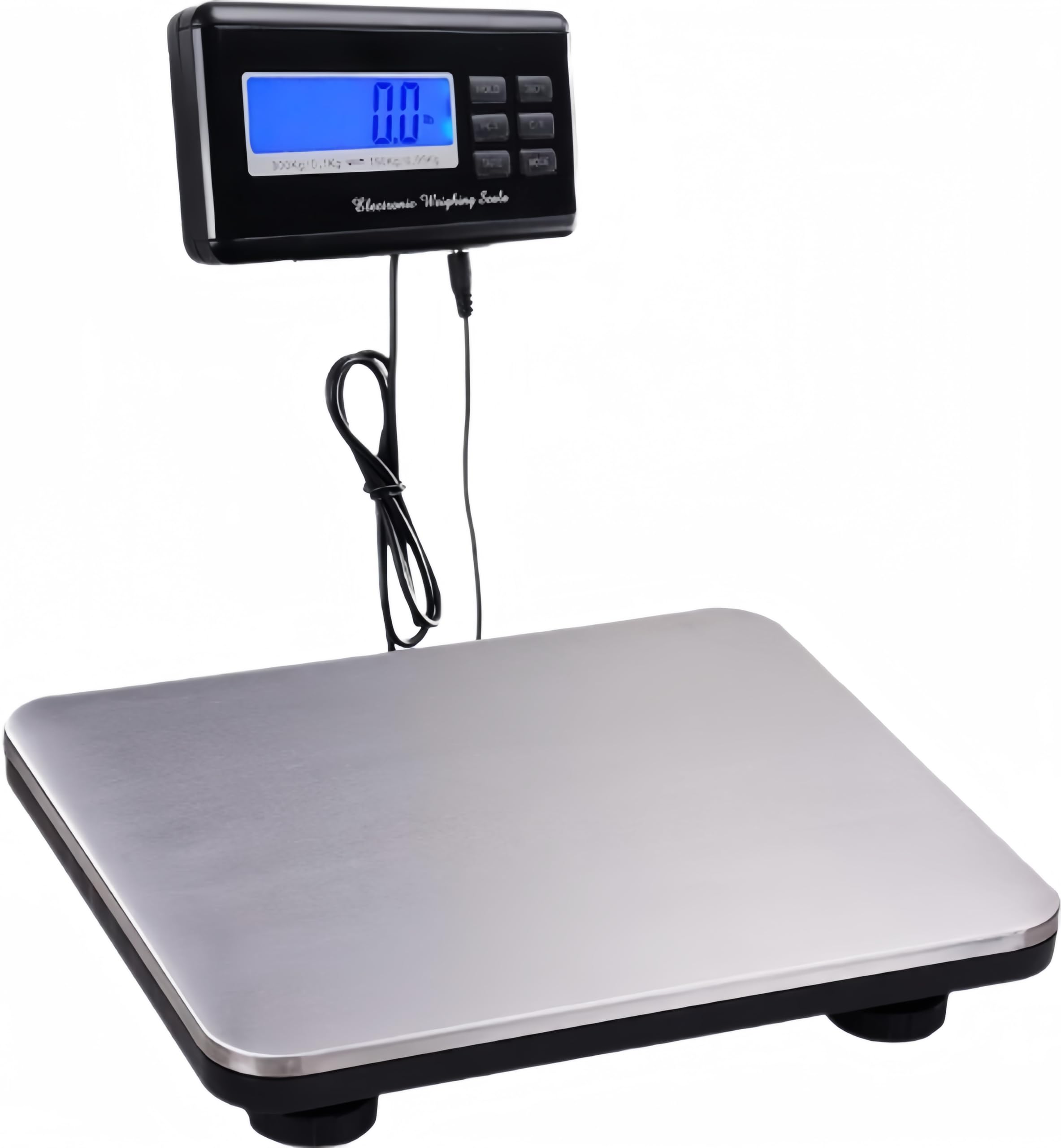 Postal Scale, Heavy Duty Digital 300KG Capacity Electronic Stainless Steel Platform Scale Industry Weighing Scale with LCD Display/Tare/Hold/4 Modes for Package Luggage Post Office Warehouse