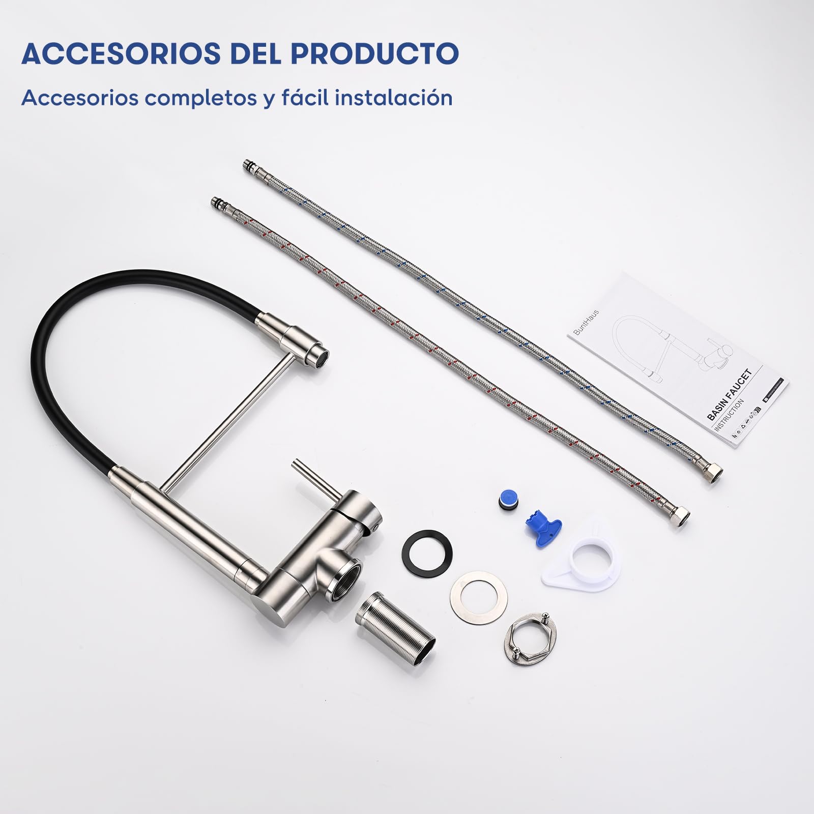 Grifo de Cocina Plegable Acero Inoxidable 304 Giratorio 360° Plata Cepillado