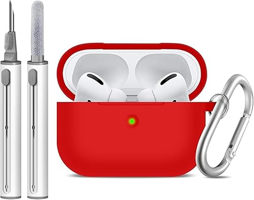 Funda compatible con Airpods Pro, funda de silicona suave con kit de limpieza y puntas de repuesto para las orejas, funda protectora que absorbe los
