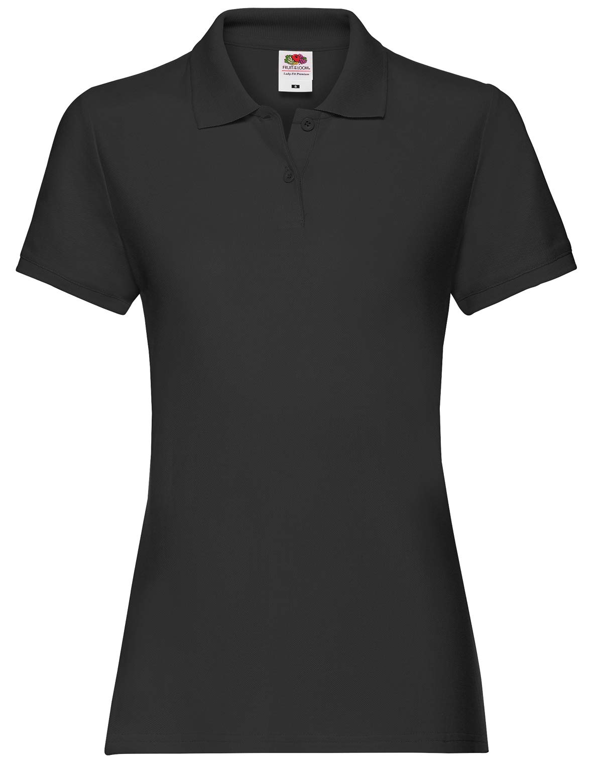 Fruit Of The Loom Women's Black Lady-Fit Premium Short Sleeve Polo Shirt (L) (Black)