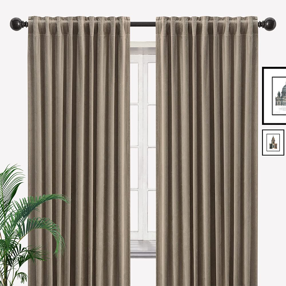 Rideau occultant velours taupe thermique salon et chambre