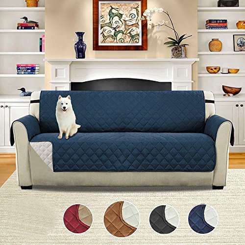 Volwco Doble Cara Funda de sofá Acolchado Reversible,Cubierta de protección de cojín de sofá Antideslizante Impermeable Cubierta de protección Tejido no Tejido para Mascotas y niños