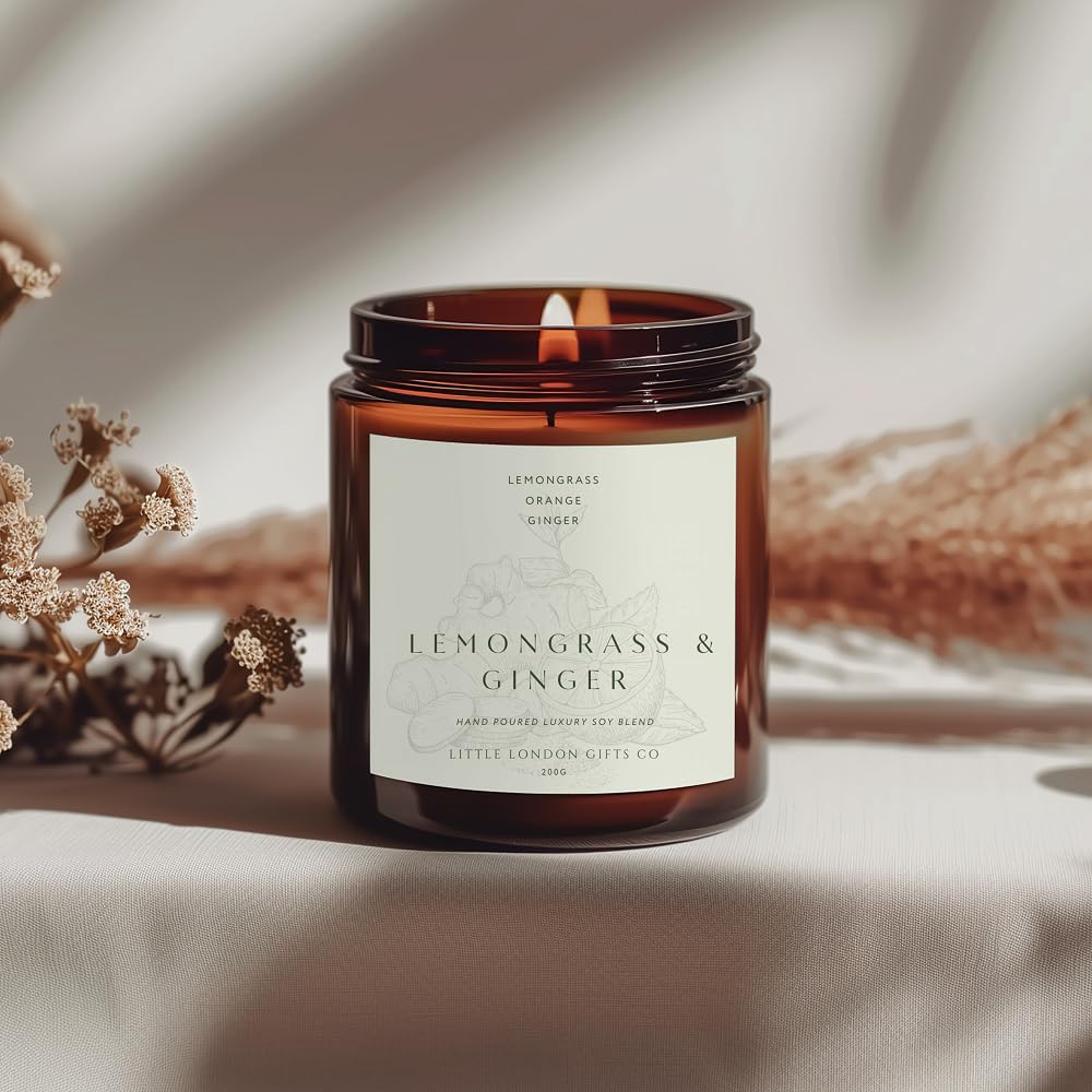 Little London Gifts Co Amber Soy Candle, Lemongrass & Ginger 250 Ml