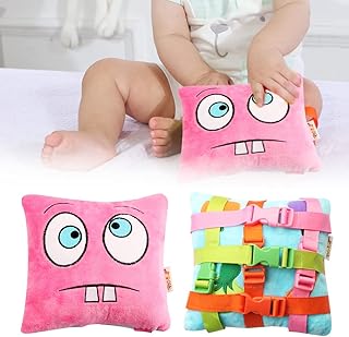 Almofada com fivela - fivela pelúcia para crianças - Aprendizagem habilidades básicas para a vida, aprendizagem atividades, habilidades motoras finas, brinquedos viagem Aezon