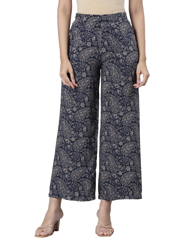 Image of GO COLORS Soft Viscose Printed Palazzo Full Length for Women| Breathable, Mid Rise